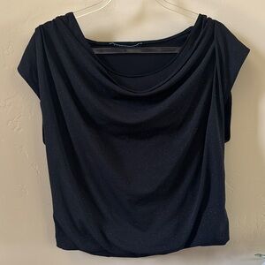 Alice + Olivia Black Draped Sparkling Blouse